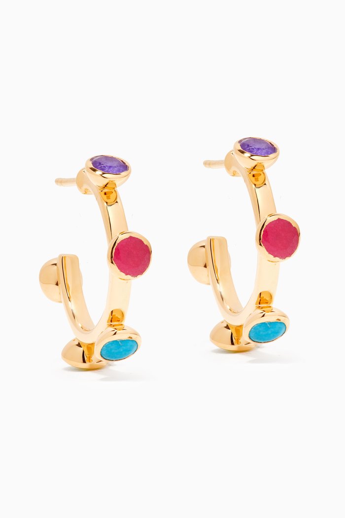 

Hot Rox Gemstone Hoops in 18kt Recycled Gold-plated Vermeil, Multicolour