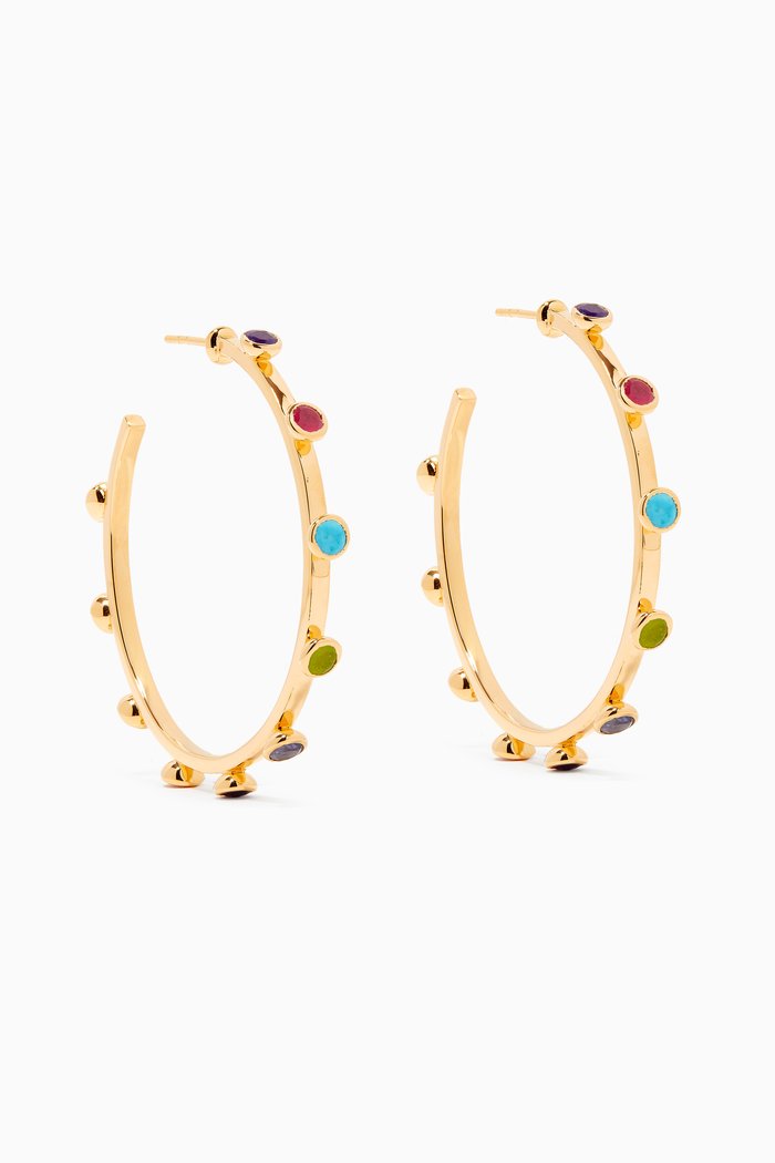 

Hot Rox Gemstone Large Hoops in 18kt Recycled Gold-plated Vermeil, Multicolour