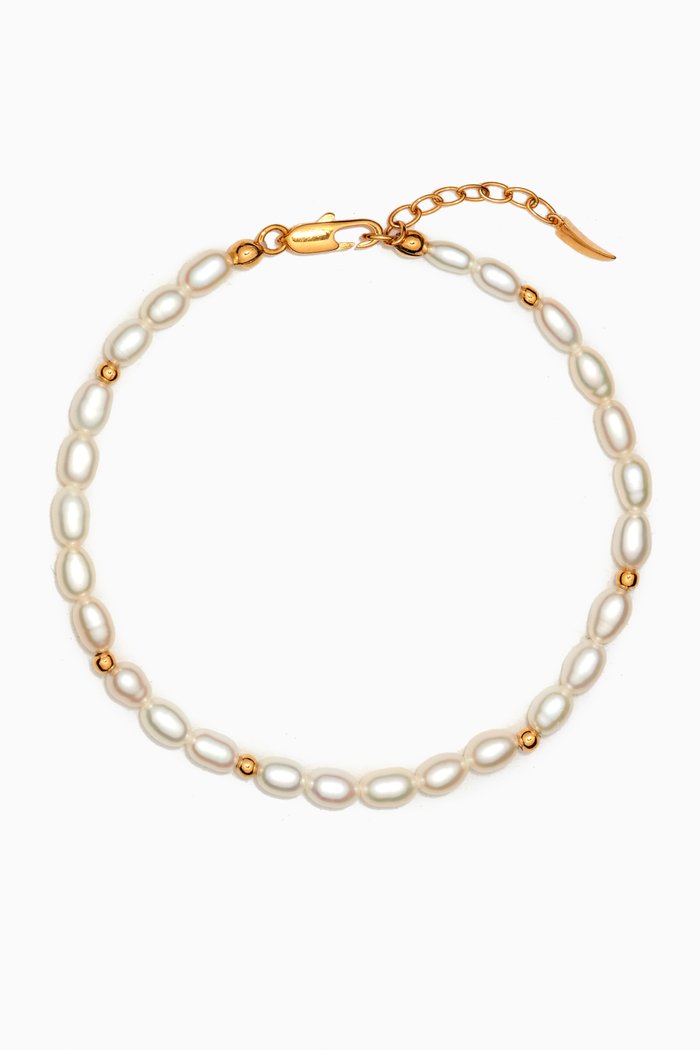 

Seed Pearl Bracelet in 18kt Recycled Gold -plated Vermeil, White