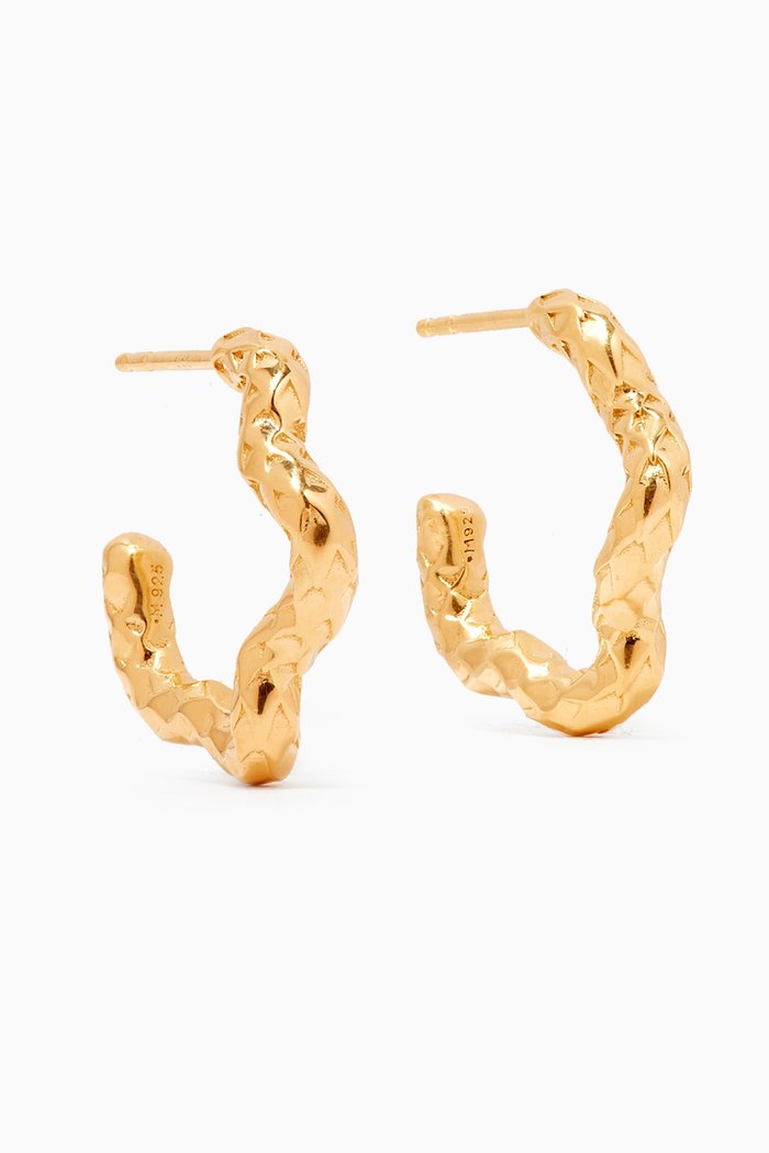 

Serpent Textured Squiggle Hoops in 18kt Recycled Gold-plated Vermeil
