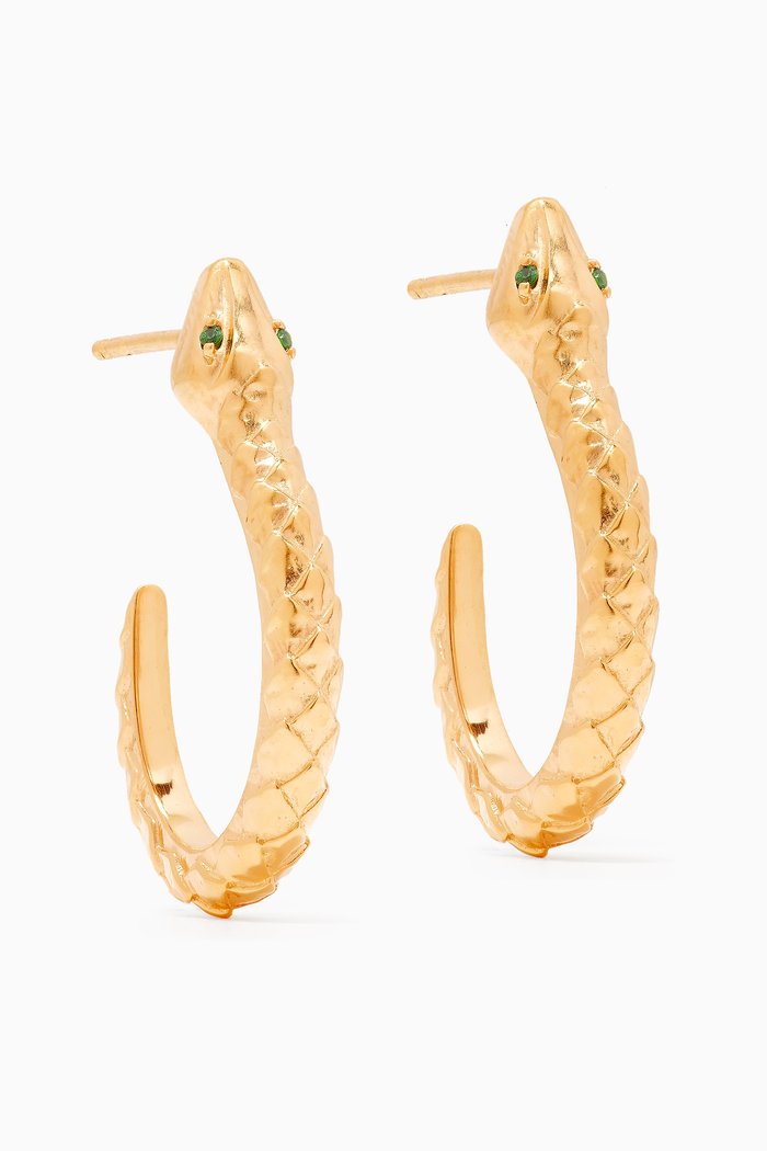 

Serpent Crystal Hoops in 18kt Recycled Gold-plated Vermeil
