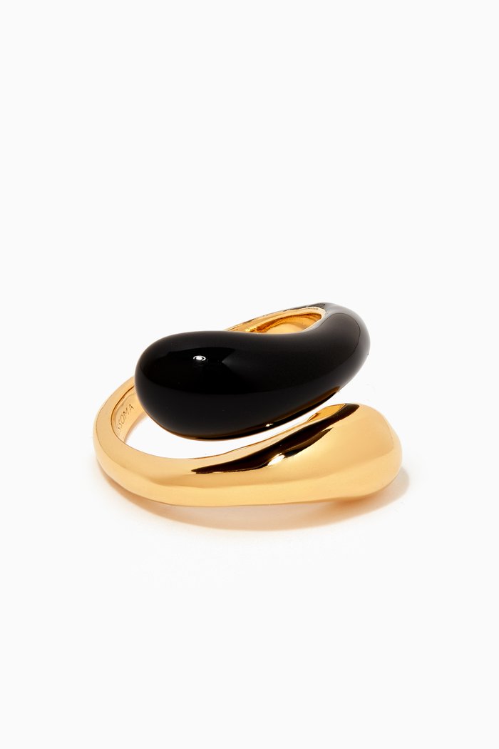 

Squiggle Enamel Ring in 18kt Recycled Gold-plated Vermeil, Black