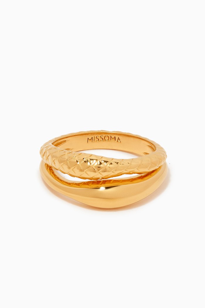 

Serpent Textured Double Ring in 18kt Recycled Gold-plated Vermeil