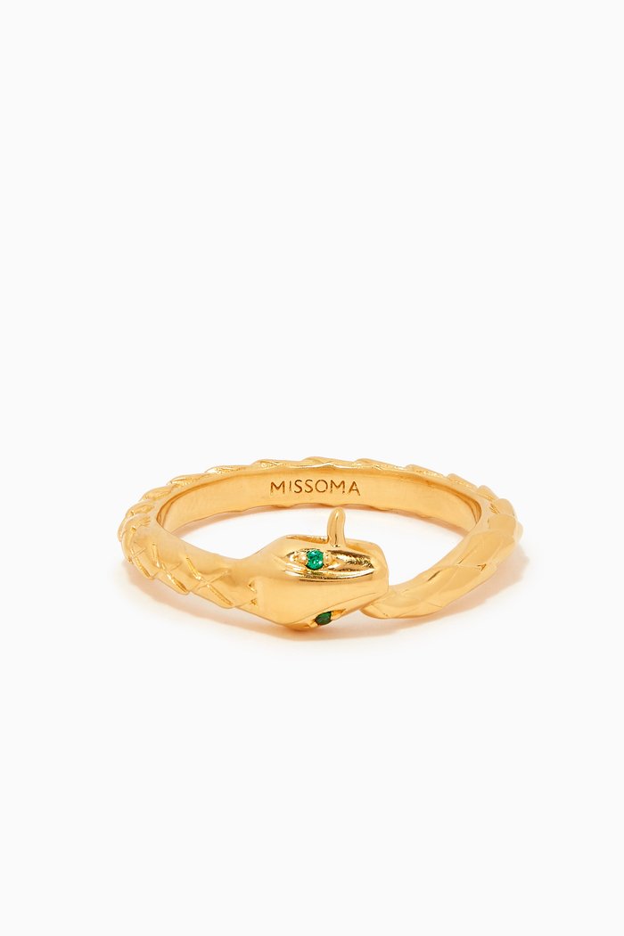 Serpent Crystal Ring in 18kt Recycled Gold-plated Vermeil
