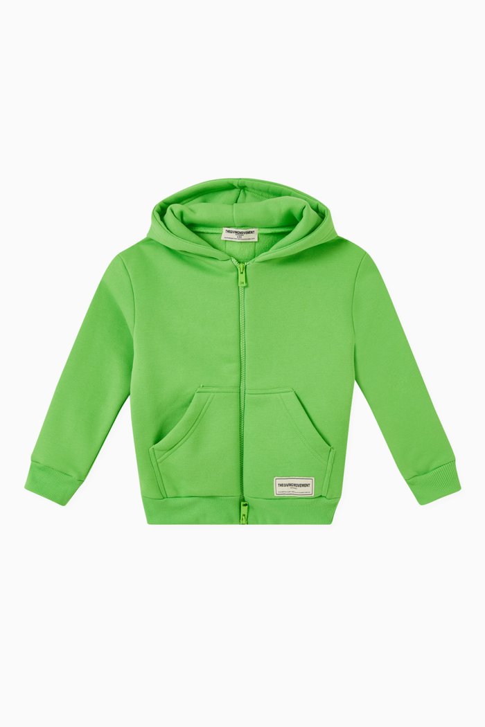

Logo Zip Hoodie in Organic Fleece, Green