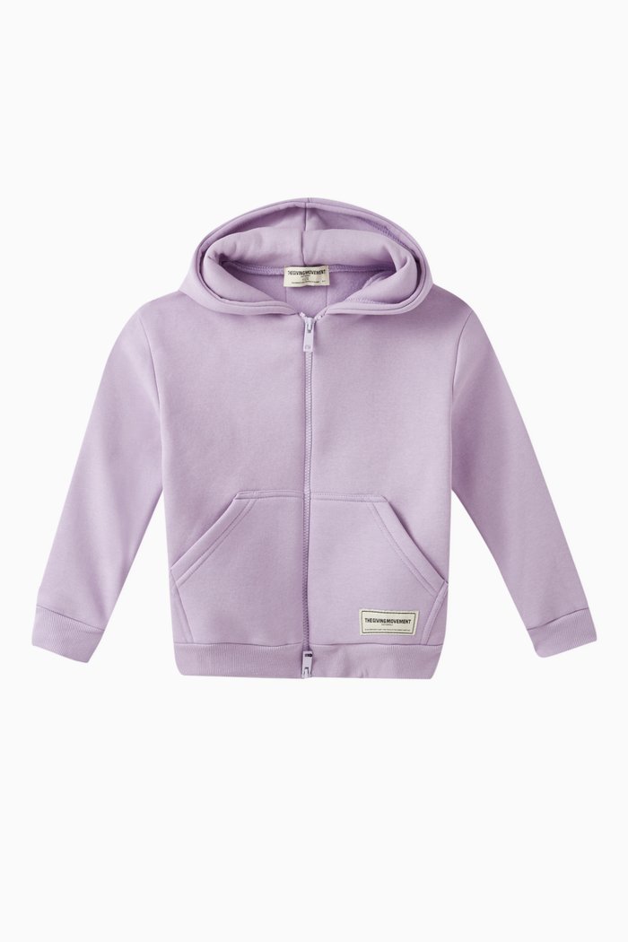 

Logo Zip Hoodie in Organic Fleece, Purple