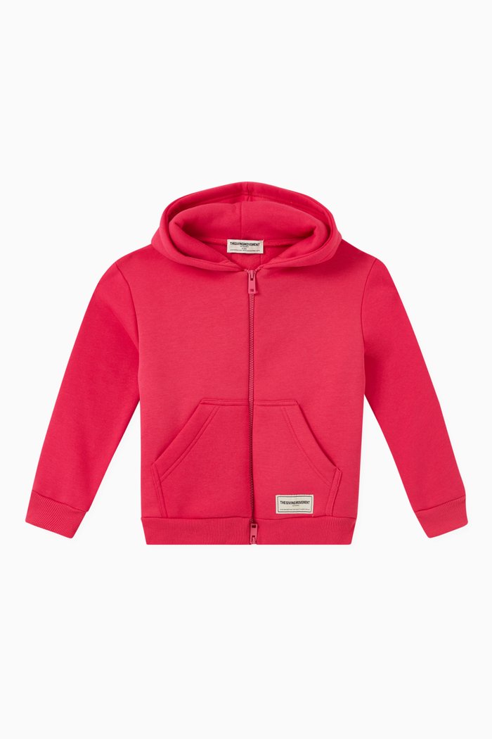 

Logo Zip Hoodie in Organic Fleece, Pink