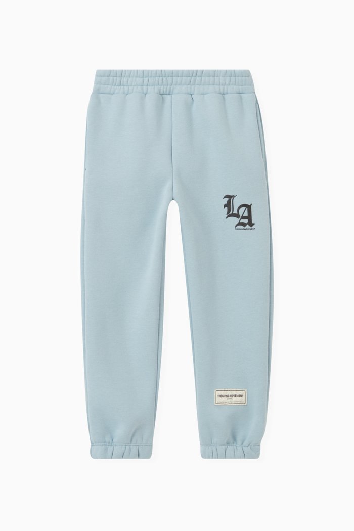 

LA-print Lounge Joggers in Organic Cotton, Blue