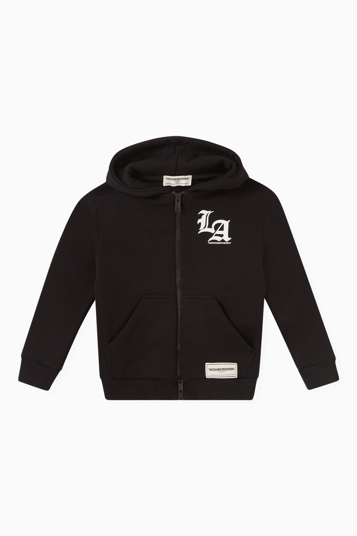 

LA Zip Hoodie in Organic Fleece, Black