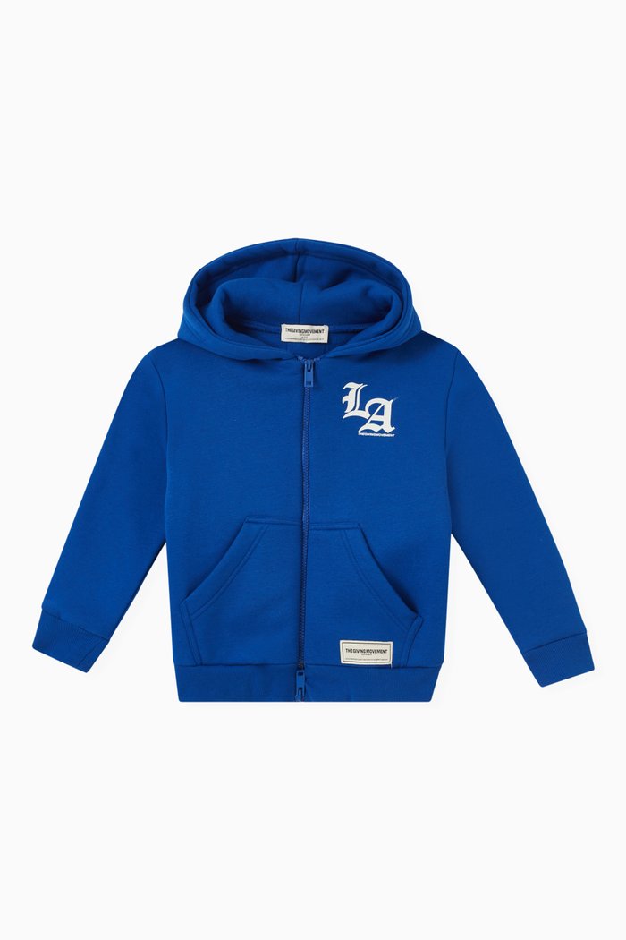

LA Zip Hoodie in Organic Fleece, Blue