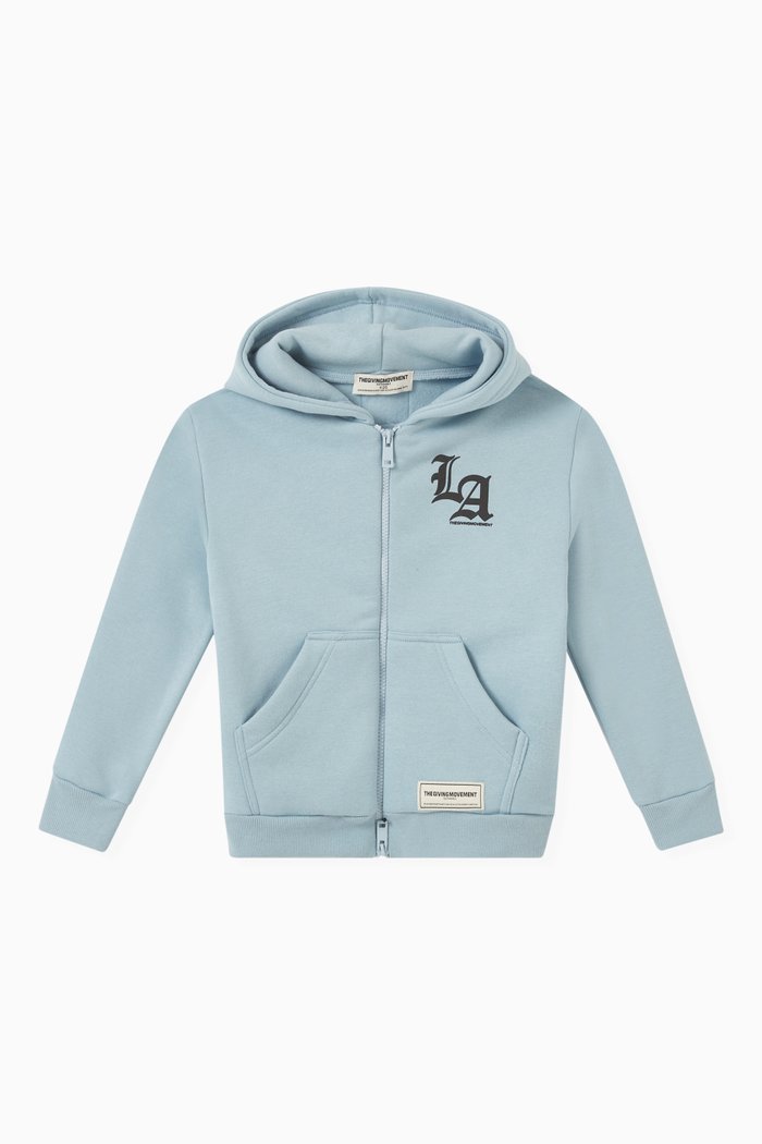 

LA Zip Hoodie in Organic Fleece, Blue