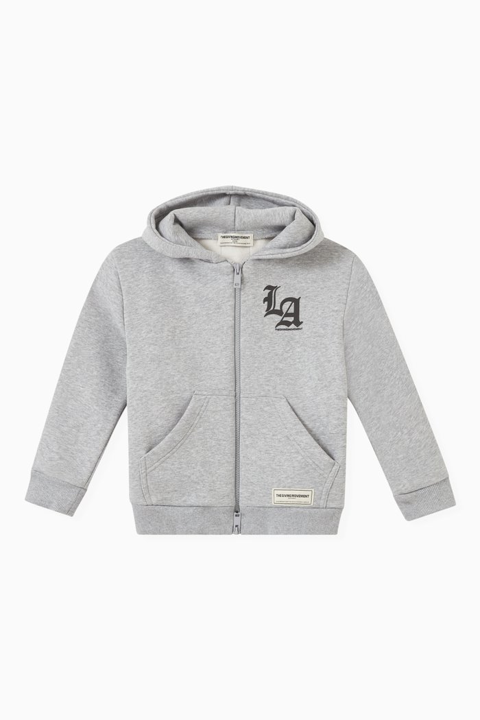 

LA Zip Hoodie in Organic Fleece, Grey