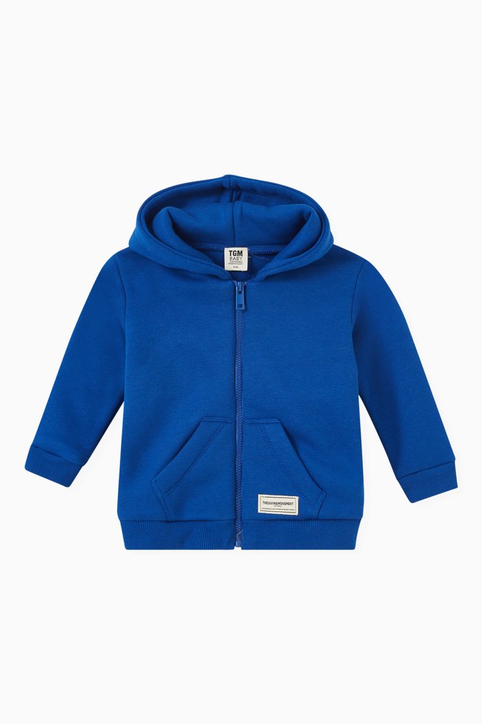 

Logo Lounge Zip Hoodie in Organic Fleece, Blue