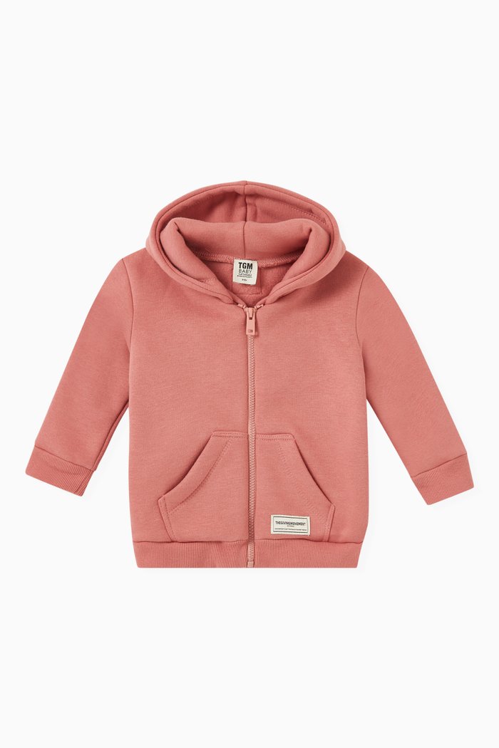 

Logo Lounge Zip Hoodie in Organic Fleece, Pink