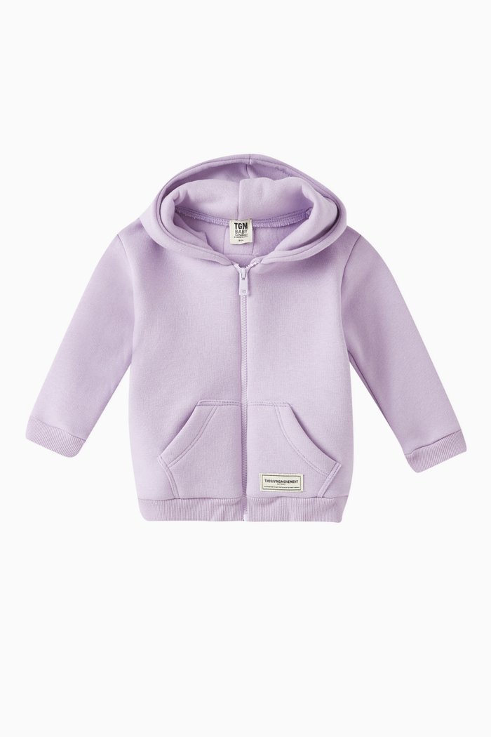 

Logo Lounge Zip Hoodie in Organic Fleece, Purple