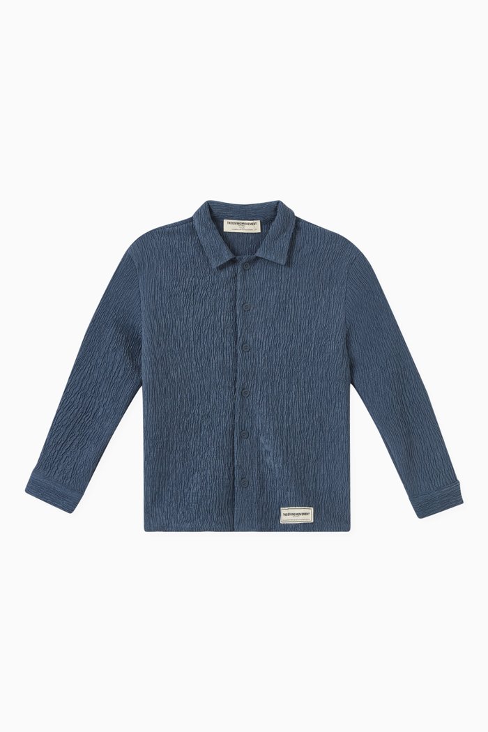

RE-CRINK100© Shirt in Textured Fabric, Blue
