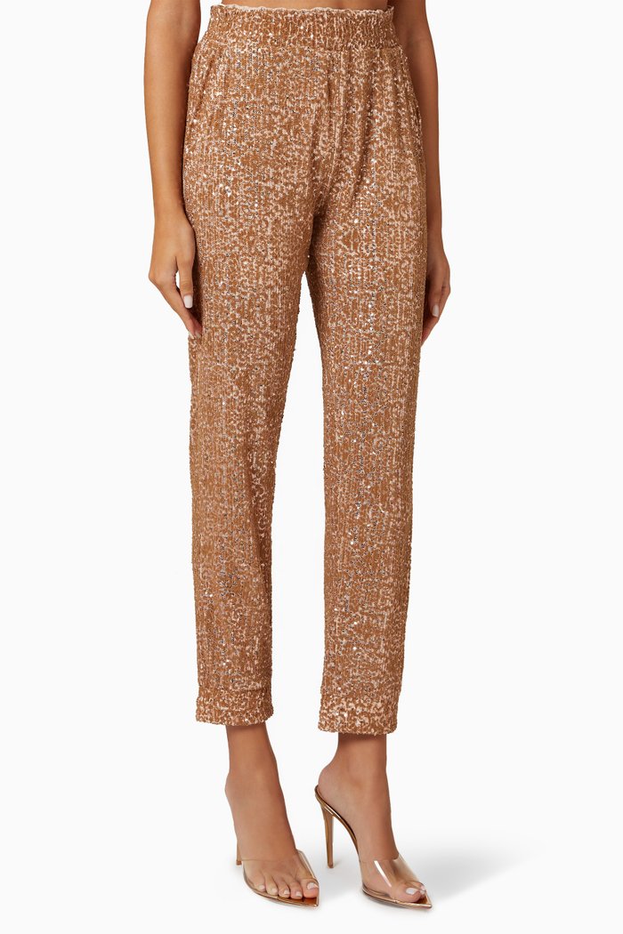 

High-waisted Sequin-embellished Trousers, Multicolour