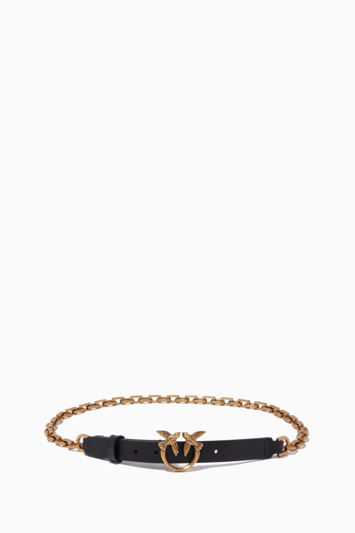

Love Birds Chain Belt in Leather, Black