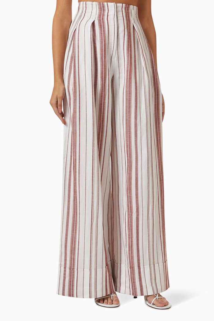 

Erin High-waist Relaxed Pants in Linen, Pink