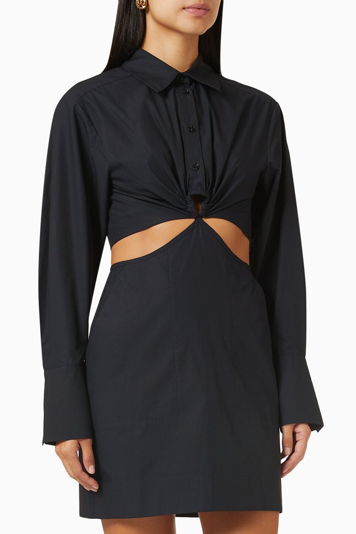 

Andrea Keyhole Mini Dress in Cotton, Black