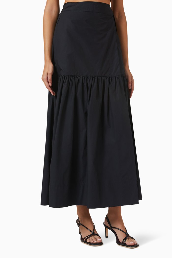 

Andrea Wrap Maxi Skirt in Cotton, Black