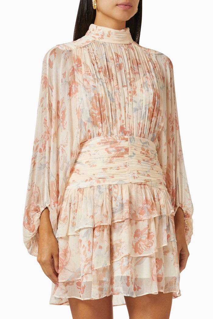

Faye Ruched Mini Dress in Viscose, Pink