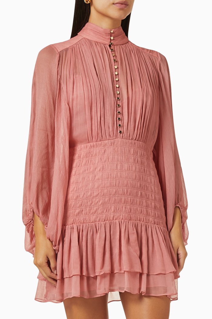 

Lauren Ruched Mini Dress in Viscose, Pink