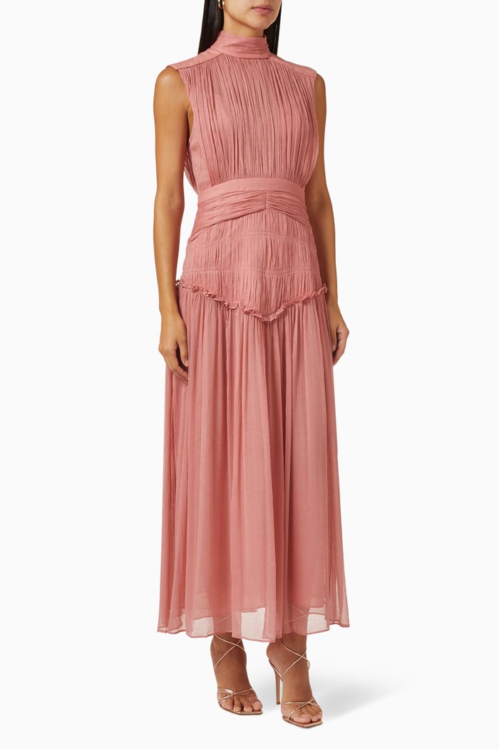 

Lauren High Neck Midi Dress in Viscose, Pink