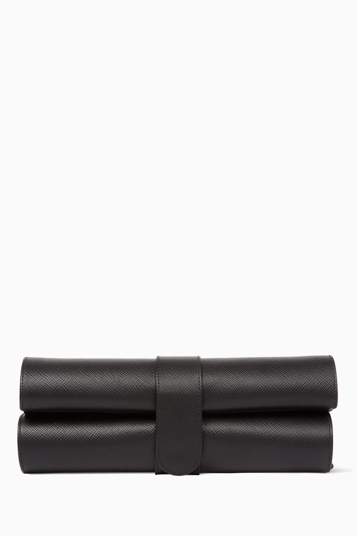 

Panama Chess Roll in Crossgrain Leather, Black