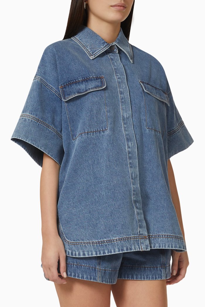 

Raquel Oversized Shirt in Denim, Blue