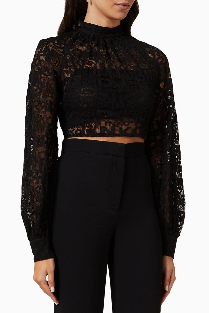 

x Hala Algharawi Bove Crop Top in Lace, Black