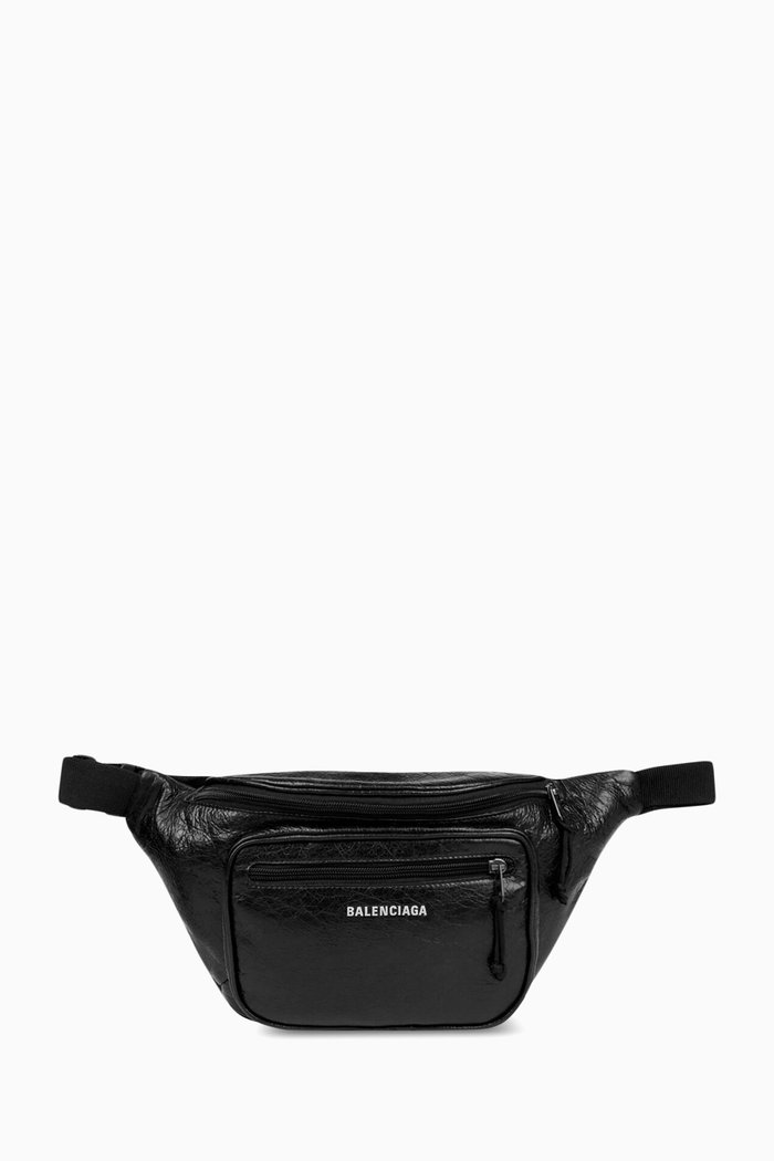 

Explorer Logo Belt Bag in Leather, Black