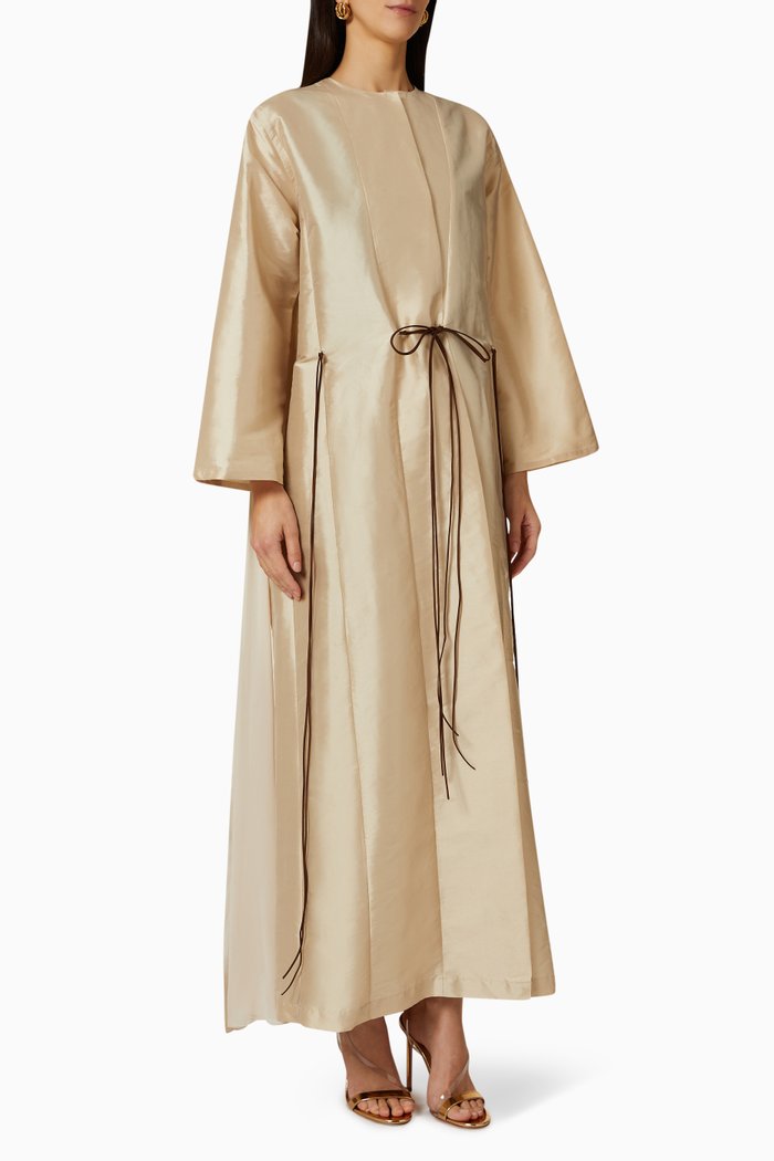 

Drawstring Abaya in Satin, Neutral