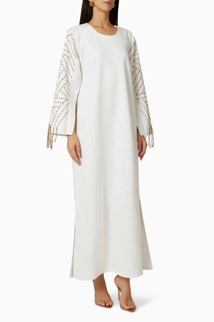 

Stitch-embroidered Dress in Wool, White