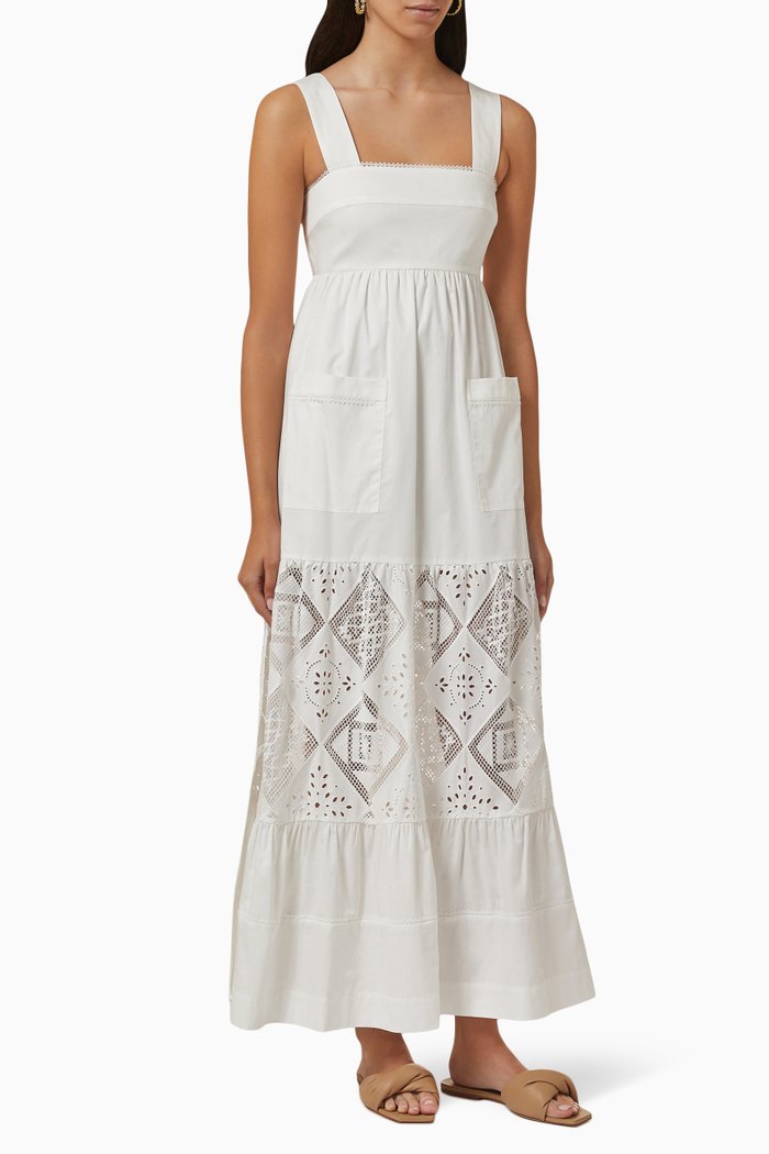 

Lori Patch Pocket Maxi Dress in Cotton, White