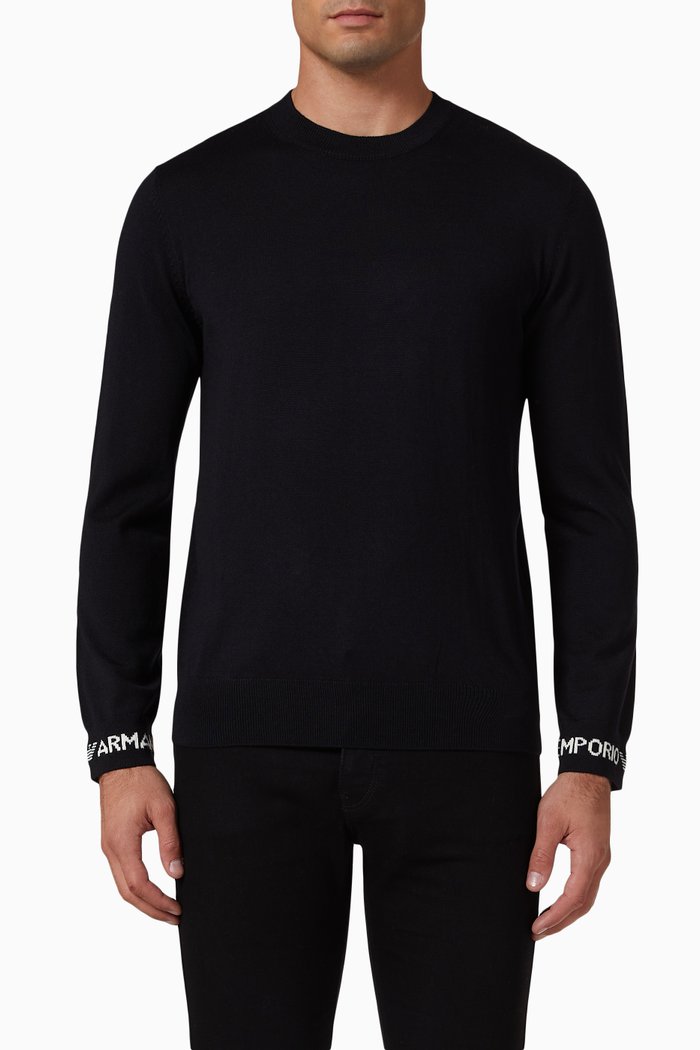 

Logo Sweater in Virgin Wool, Blue