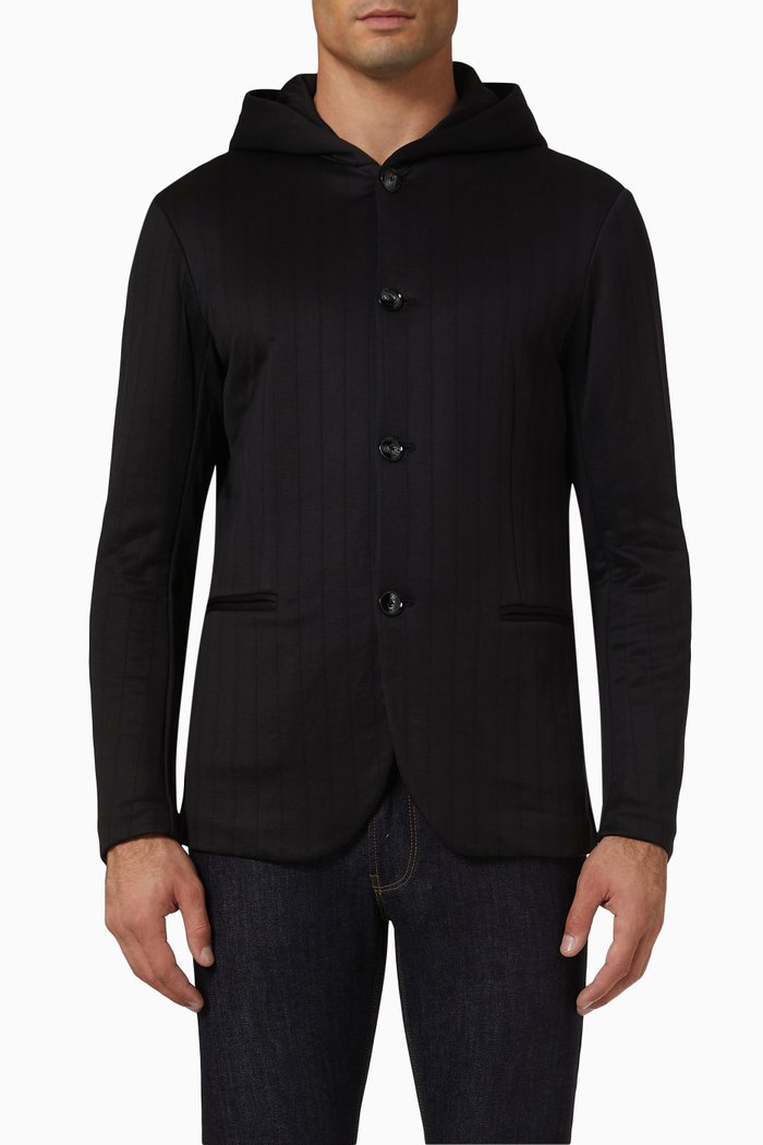 

Hooded Blazer Jacket in Cotton-blend, Black