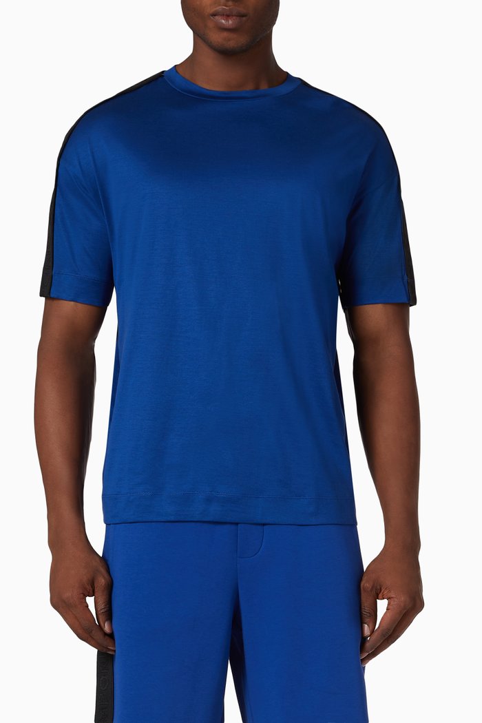 

Logo Tape T-shirt in Lyocell, Blue
