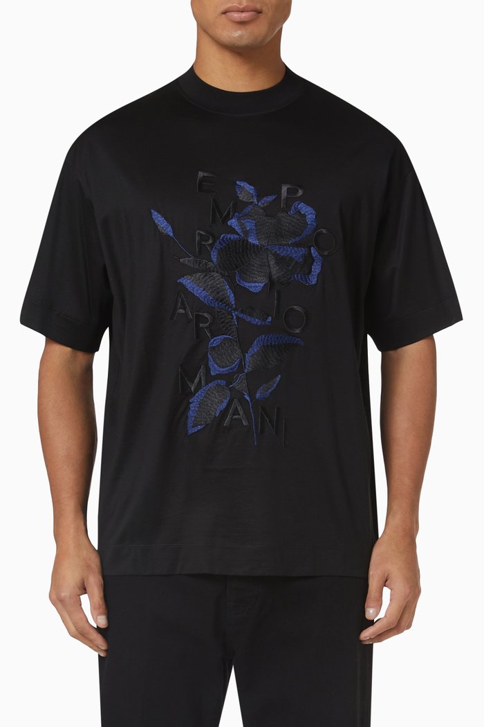 

Flower T-shirt in Jersey, Black