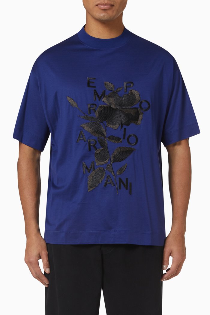 

Flower T-shirt in Jersey, Blue