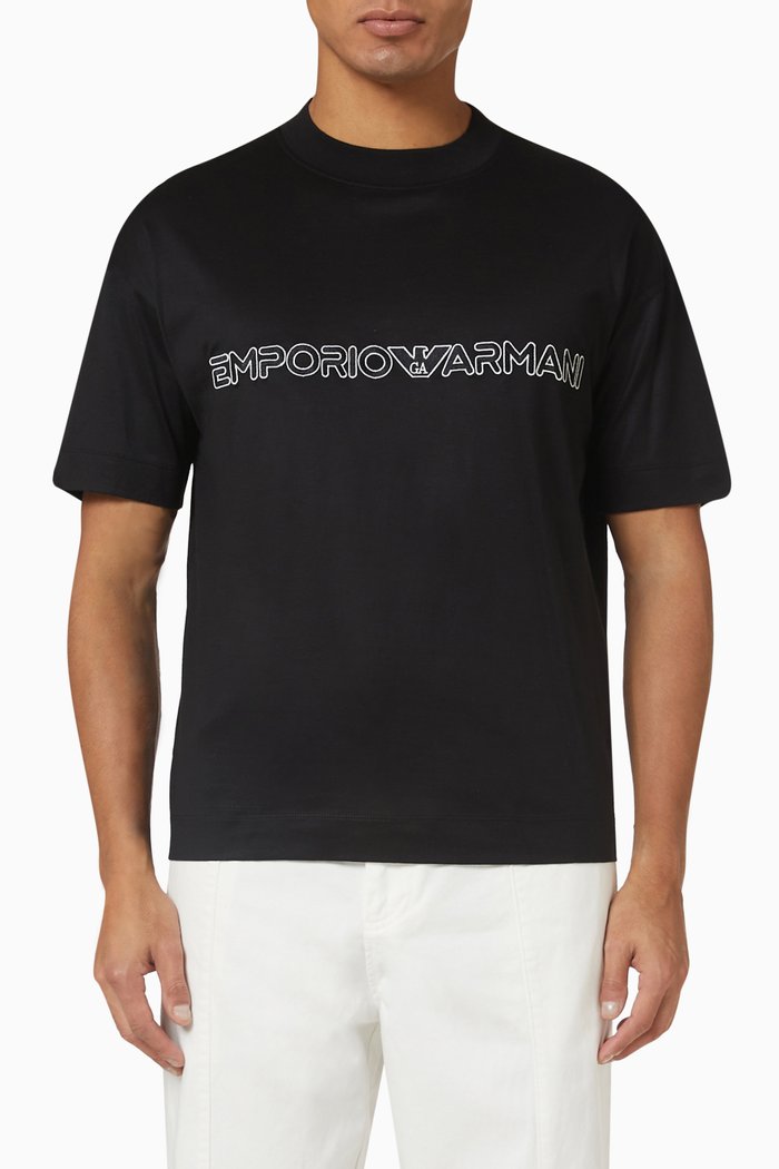 

Macro Logo T-shirt in Jersey, Black