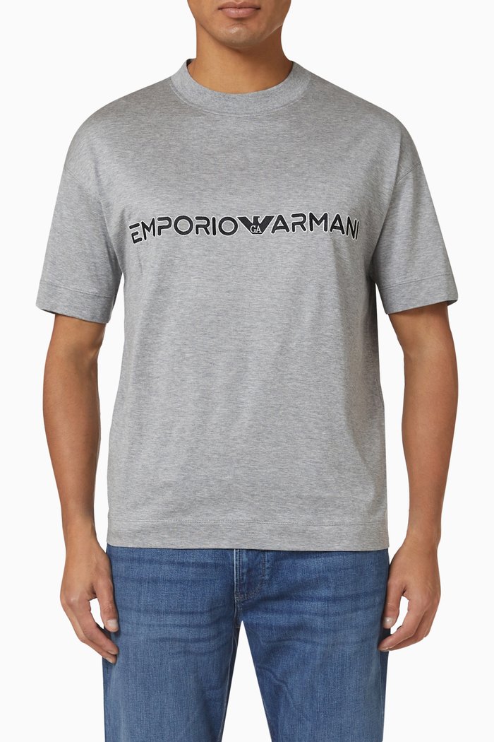 

Macro Logo T-shirt in Jersey, Grey