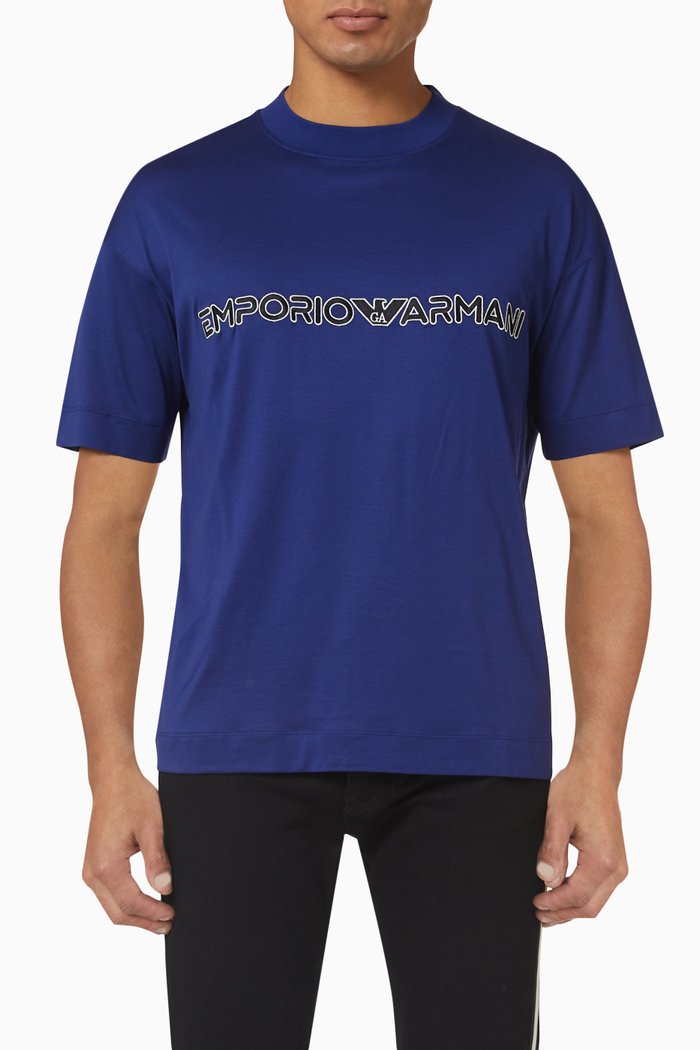 

Macro Logo T-shirt in Jersey, Blue