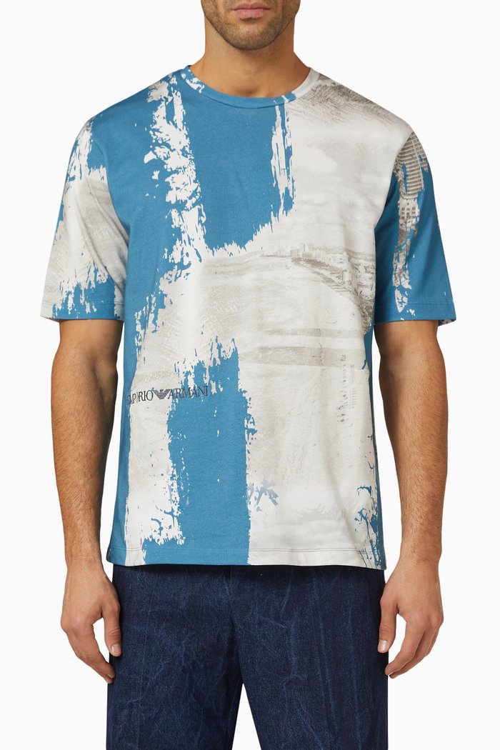 

Miami Abstract-print T-shirt in Cotton-jersey, Blue