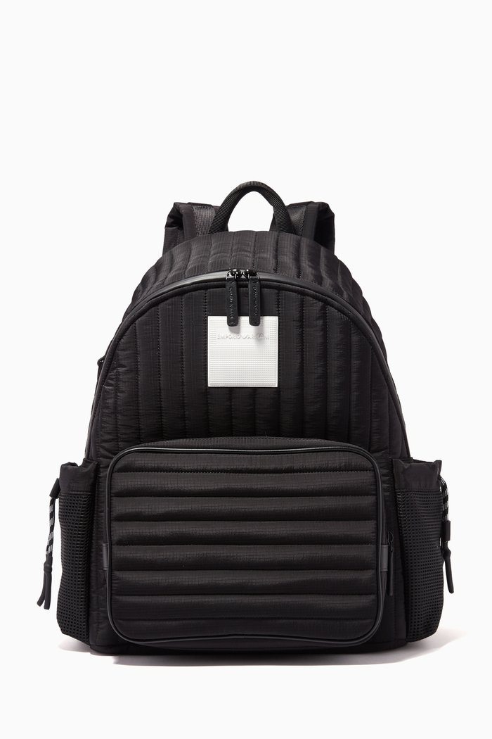 

EA Logo Tag Backpack in Quilted Ripstop Nylon, Black