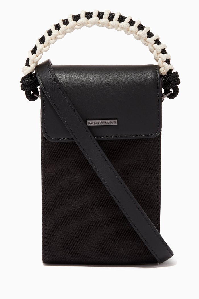

Phone Case with Strap in Recycled Cotton, Black