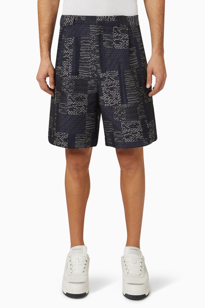 

Patchwork Bermuda Shorts in Jacquard, Blue