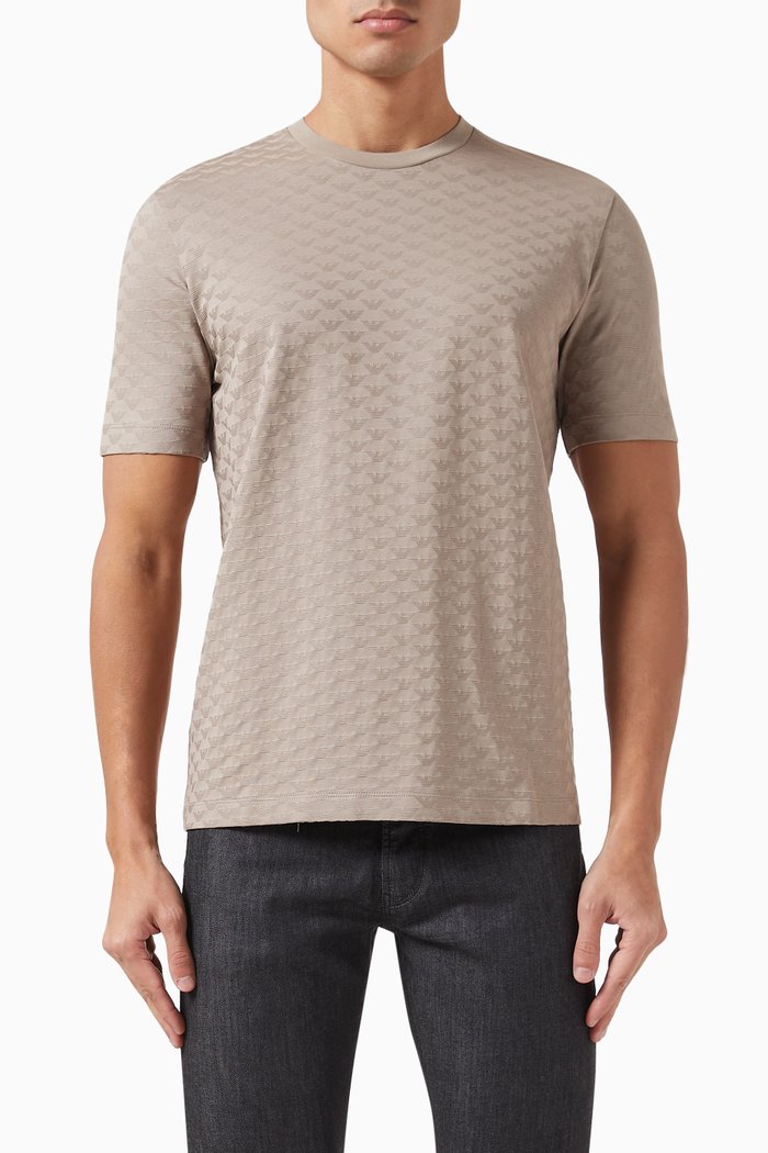 

All-Over Eagle T-shirt in Cotton Jersey, Neutral