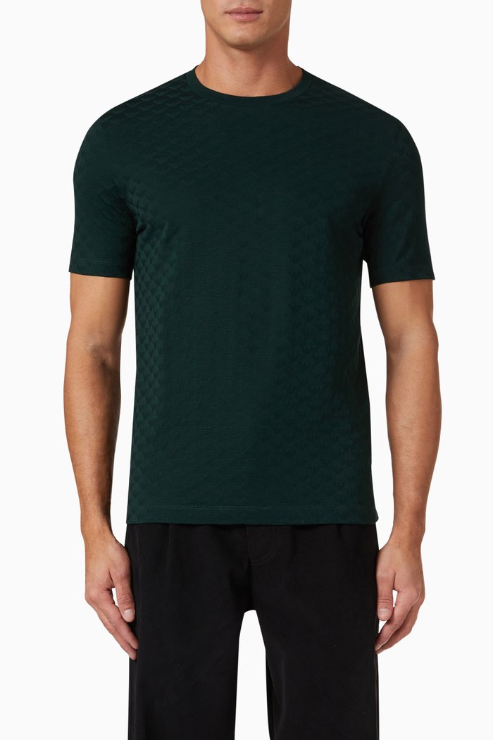 

All-Over Eagle T-shirt in Cotton Jersey, Green