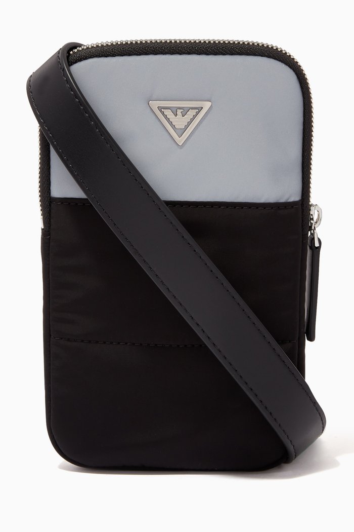 

Reflective Phone Case with Strap in Nylon, Black